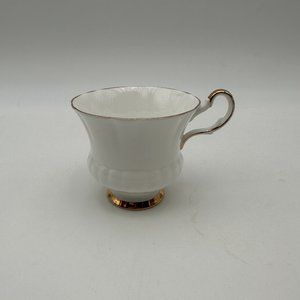 Society White w/Gold Trim Bone China Footed Cup Mug